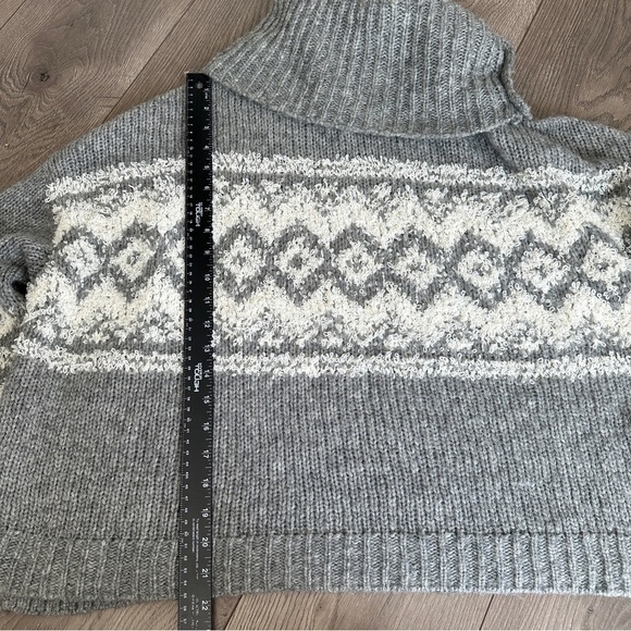 Free People Fair Isle Cowl Neck Chunky Wool Blend Gray Oversized Sweater Small - Picture 10 of 15